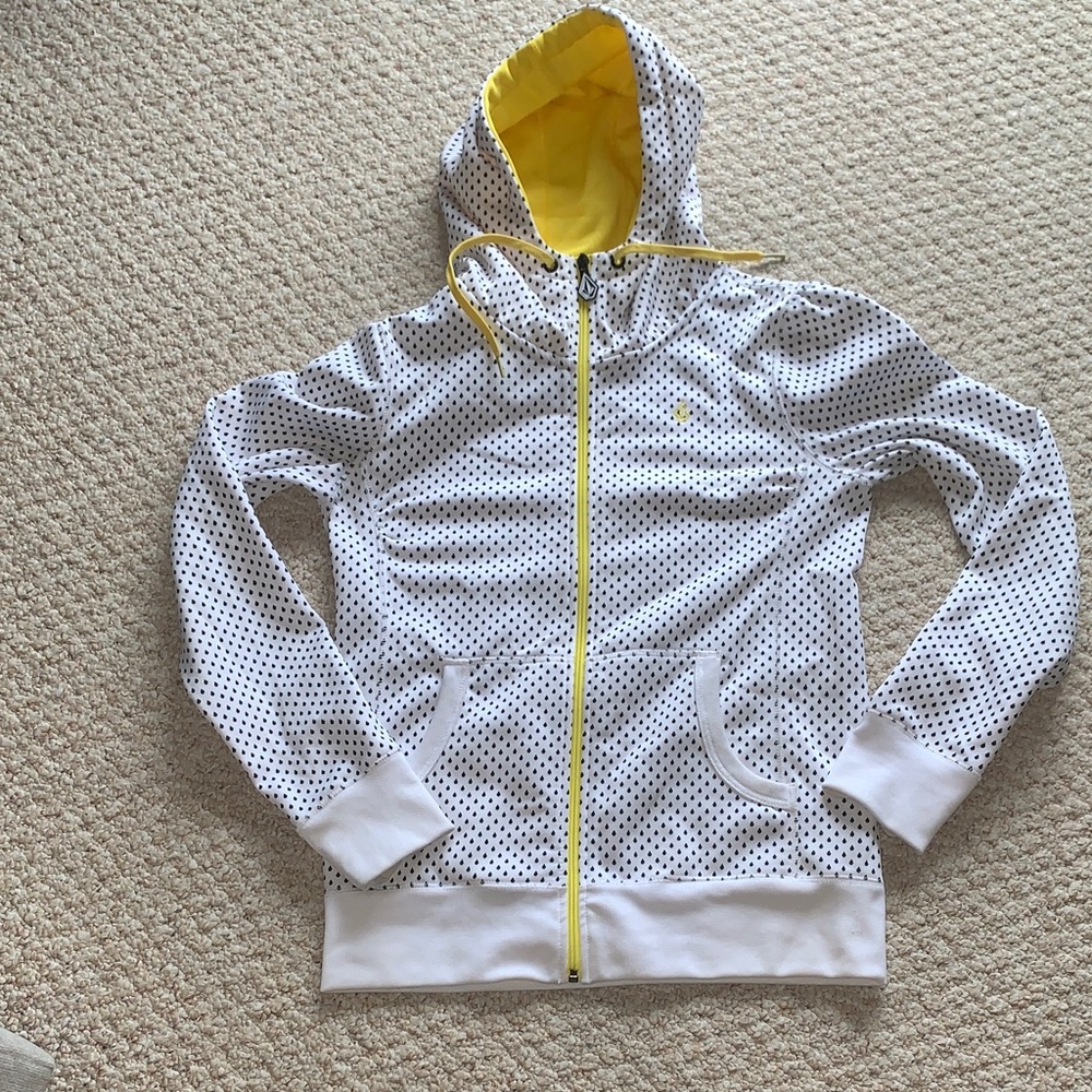Volcom stone polar hydro drop midlayer zip up hoodie snowboard ski white fleece